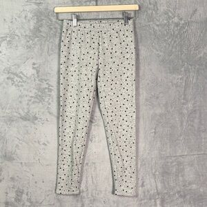 Lands End Gray Navy Heart Polka Dot Soft Fleece Lined Pants Size Large (10-12)